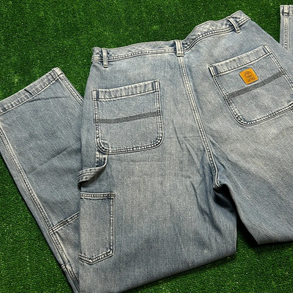 Timberland x AE Denim Double Knee Baggy Carpenter Jeans Blue 34x34